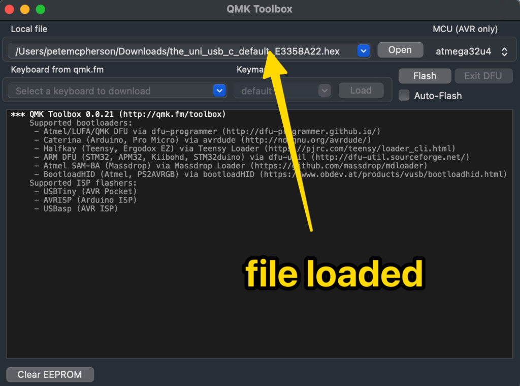 loading file into qmk toolbox