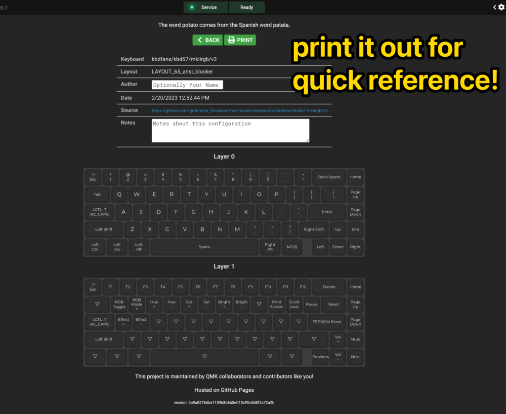 printing keyboard keymap layers